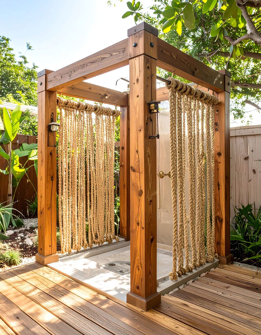 The Nautical Rope Screen - 30 backyard outdoor shower ideas