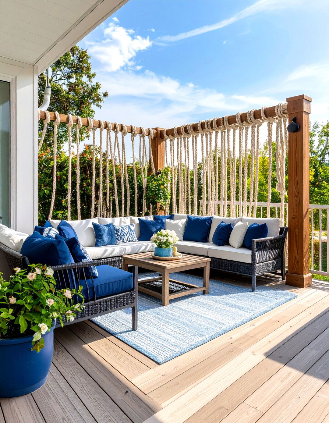 The Nautical Rope Wall - 30 deck privacy screen ideas