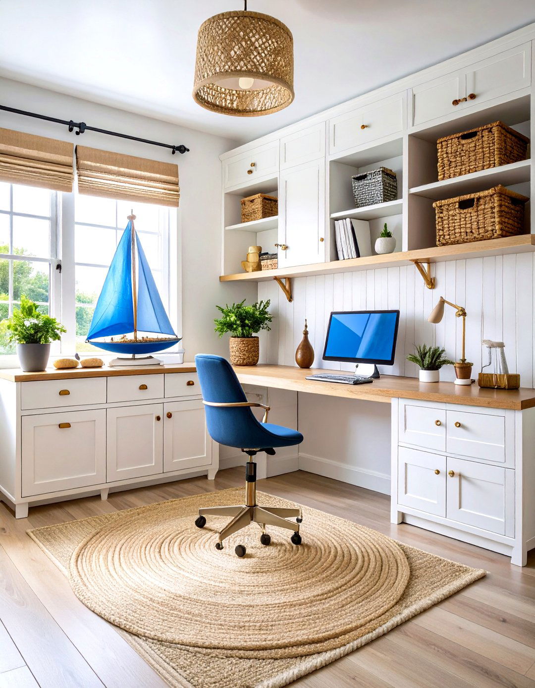The Nautical Themed Office with Built in Cabinetry - 30 home office storage ideas