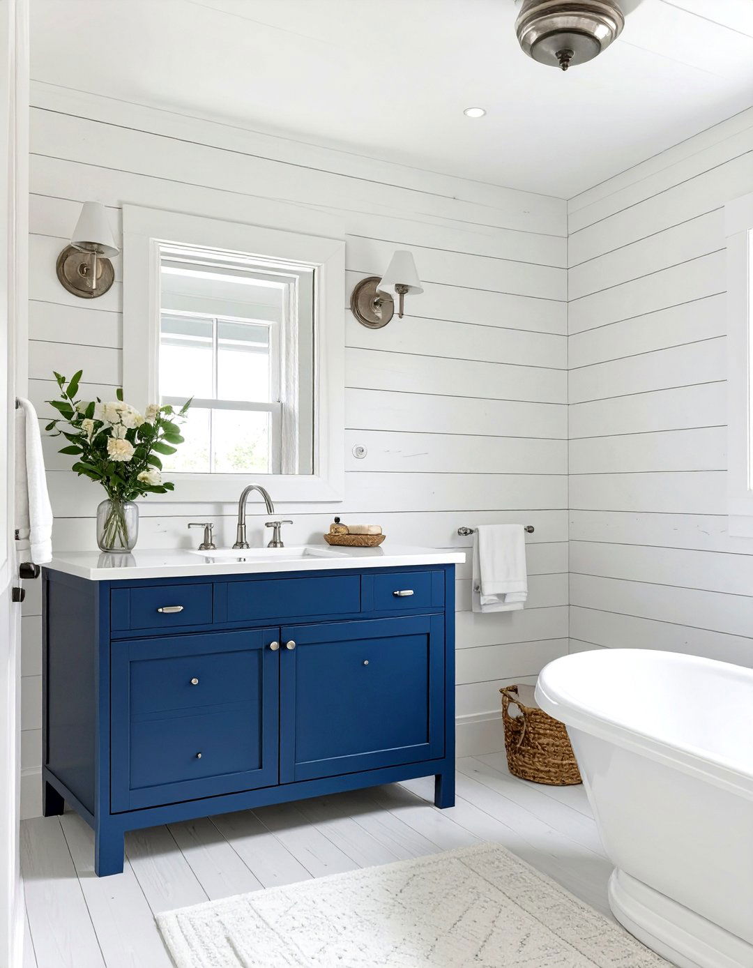The Navy and White Bathroom - 30 cottage bathroom ideas