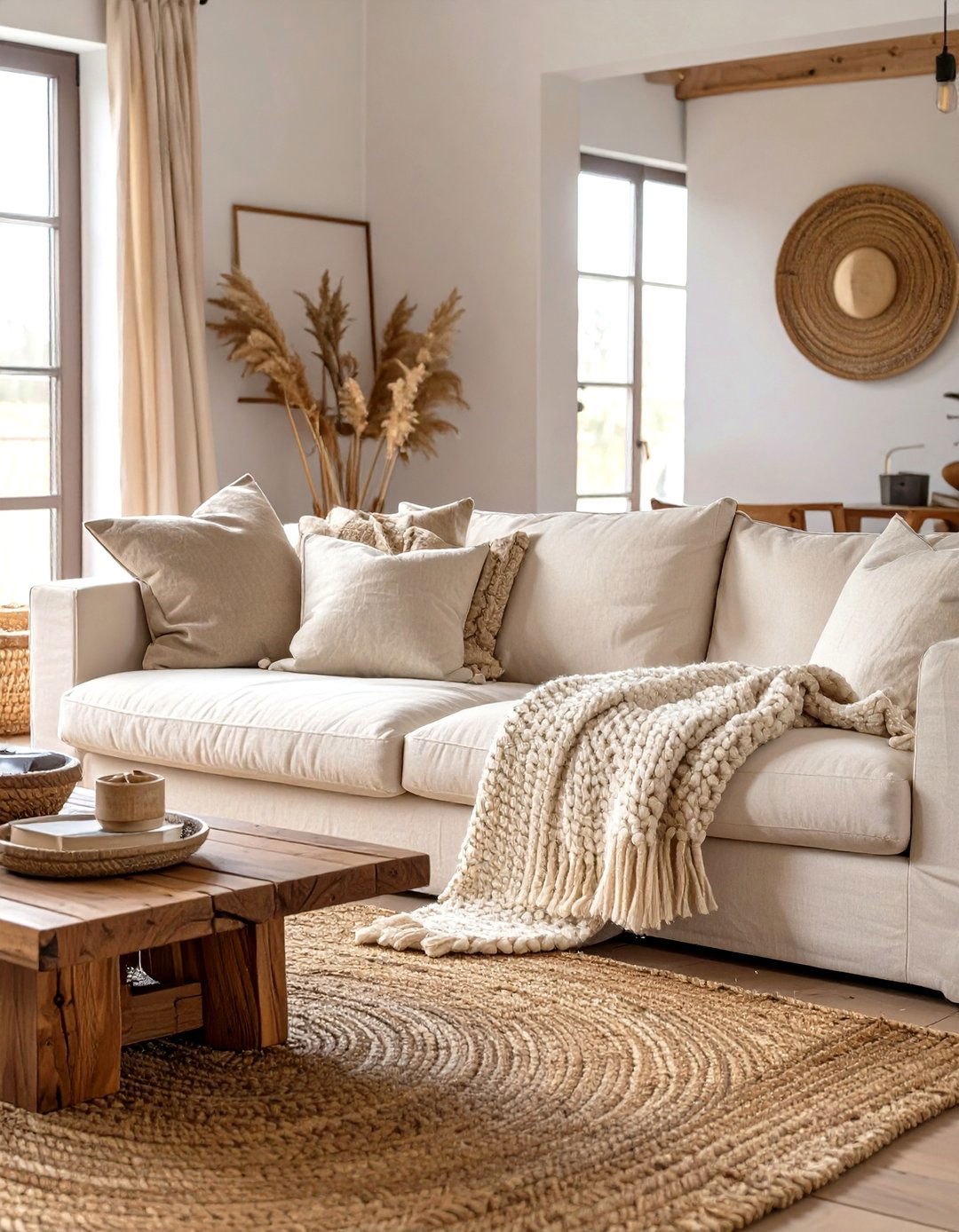 The Neutral Living Room with Textural Layers - 30 modern farm house design ideas