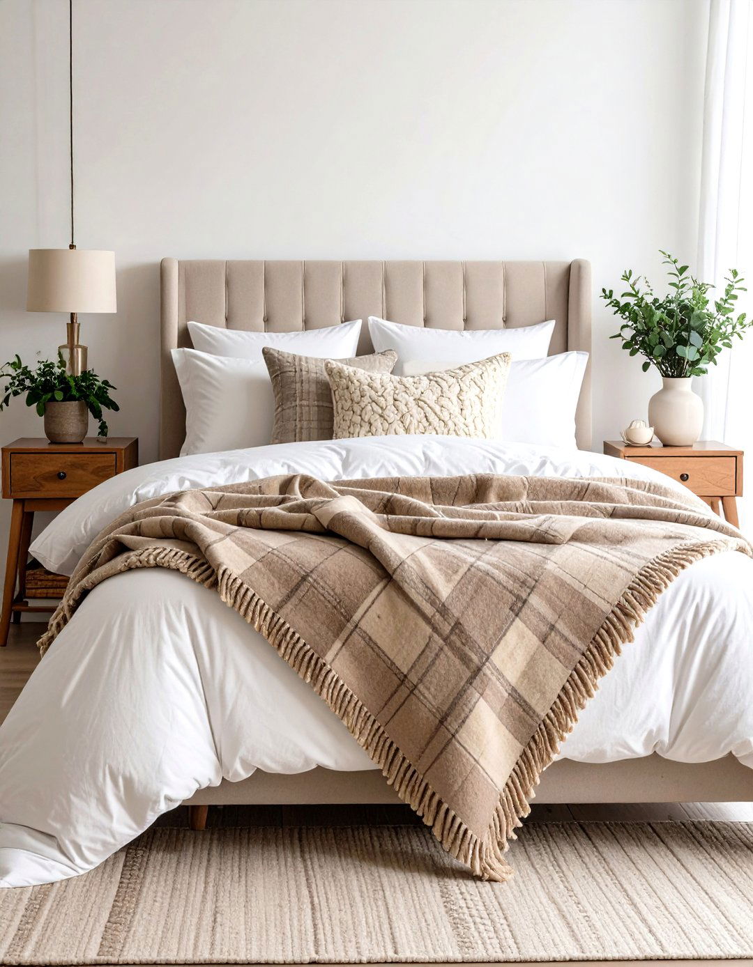 The Neutral Plaid Bedroom - 30 joanna gaines bedroom ideas