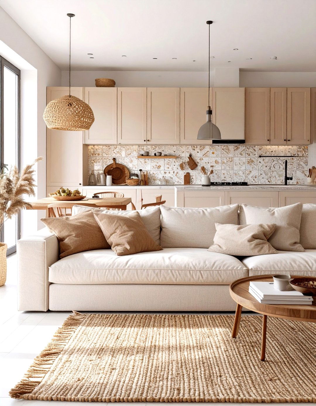The Neutral Textured Kitchen and Living Room - 30 kitchen and living room ideas
