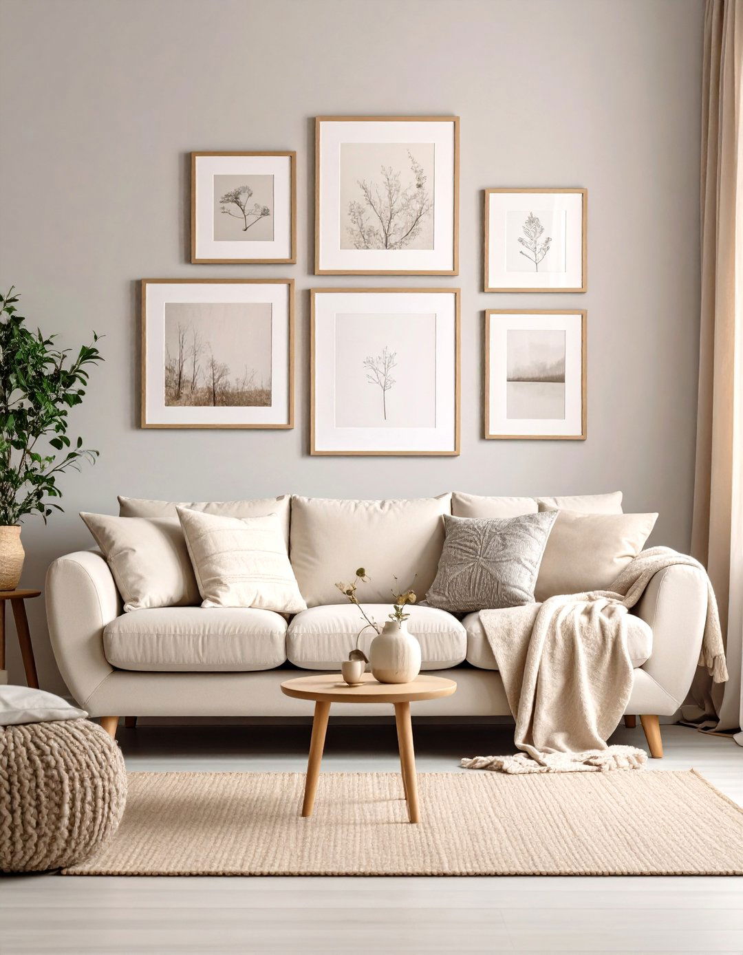 The Neutral Tones Gallery Wall - 30 living room gallery wall ideas