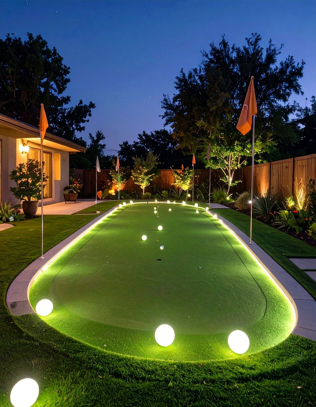 The Night Golf Putting Green - 30 backyard putting green ideas