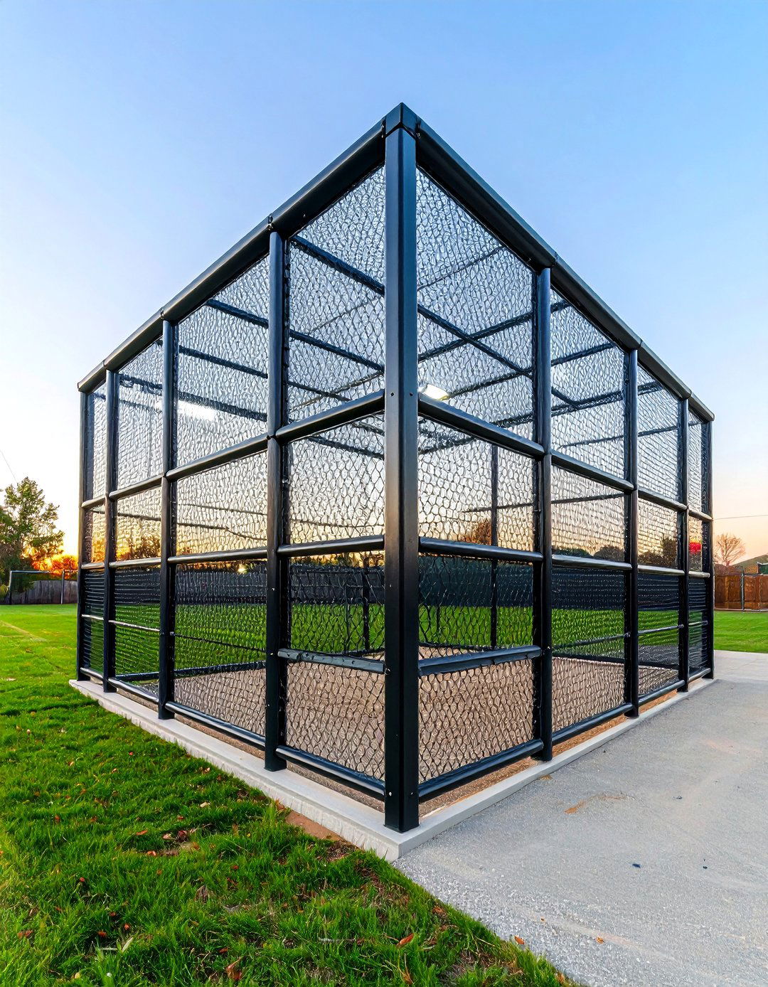 The Night Practice Lit Batting Cage - 30 backyard batting cage ideas