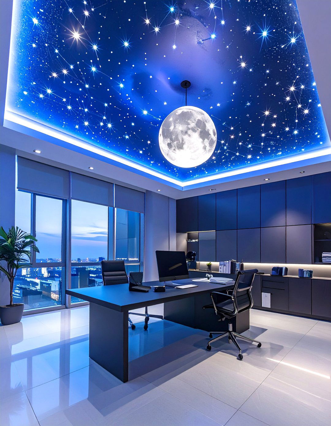 The Night Sky Office - 30 dark office ideas