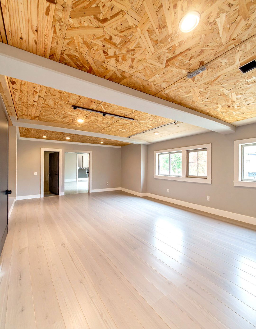 The OSB Panel Ceiling - 30 cheap basement ceiling ideas
