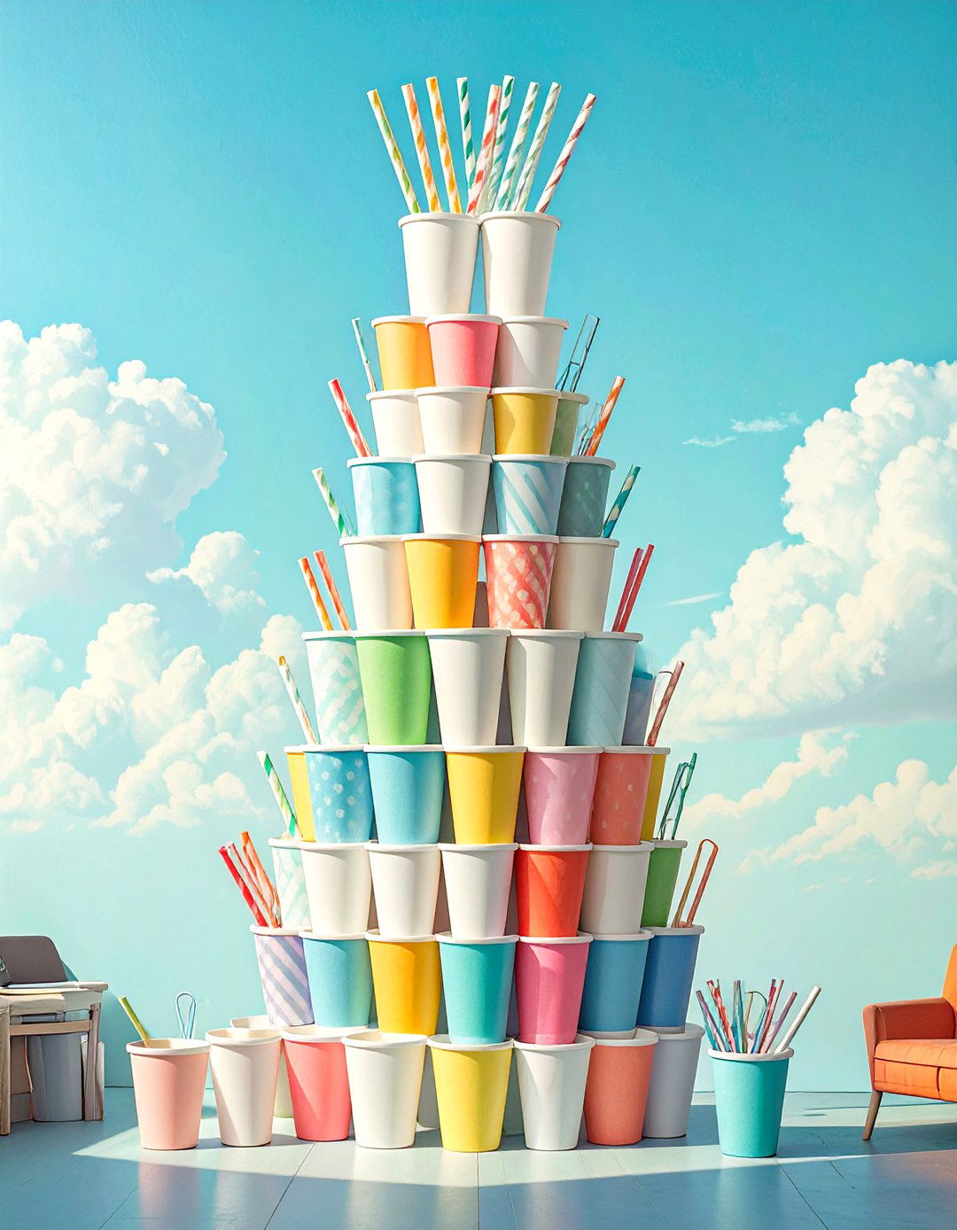 The Office Supply Tower - 30 office olympics ideas