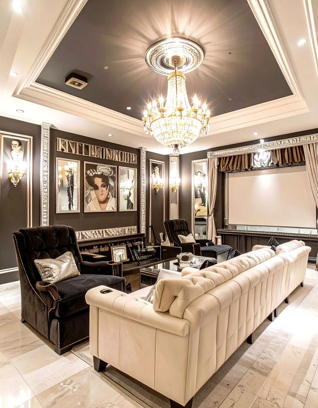 The Old Hollywood Glamour Room - 30 home theater room ideas