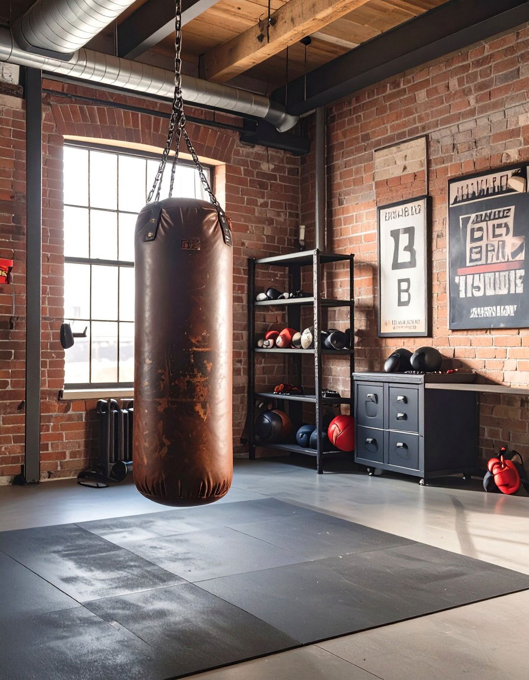 The Old School Boxing Garage Gym - 30 garage home gym ideas