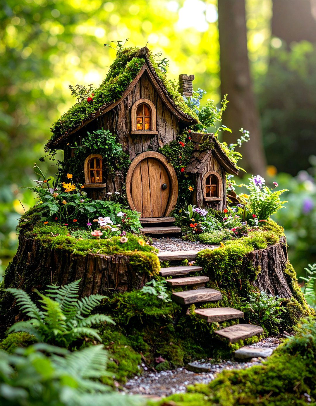 The Old Tree Stump Fairy Garden - 30 large outdoor fairy garden ideas