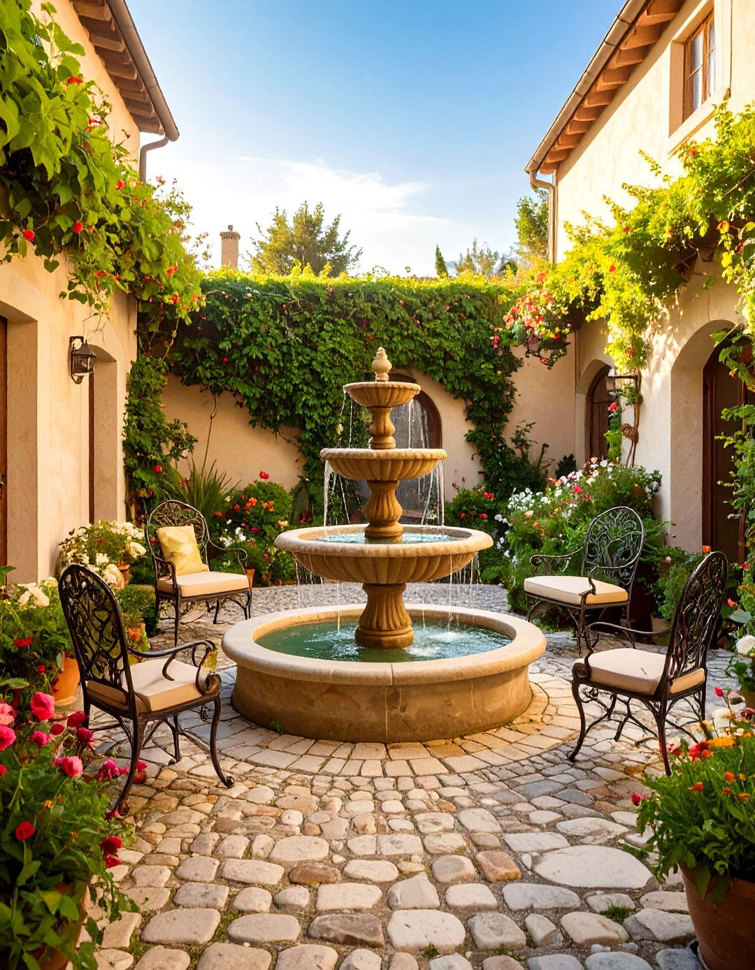 The Old World Cobblestone Courtyard - 30 backyard hardscape ideas