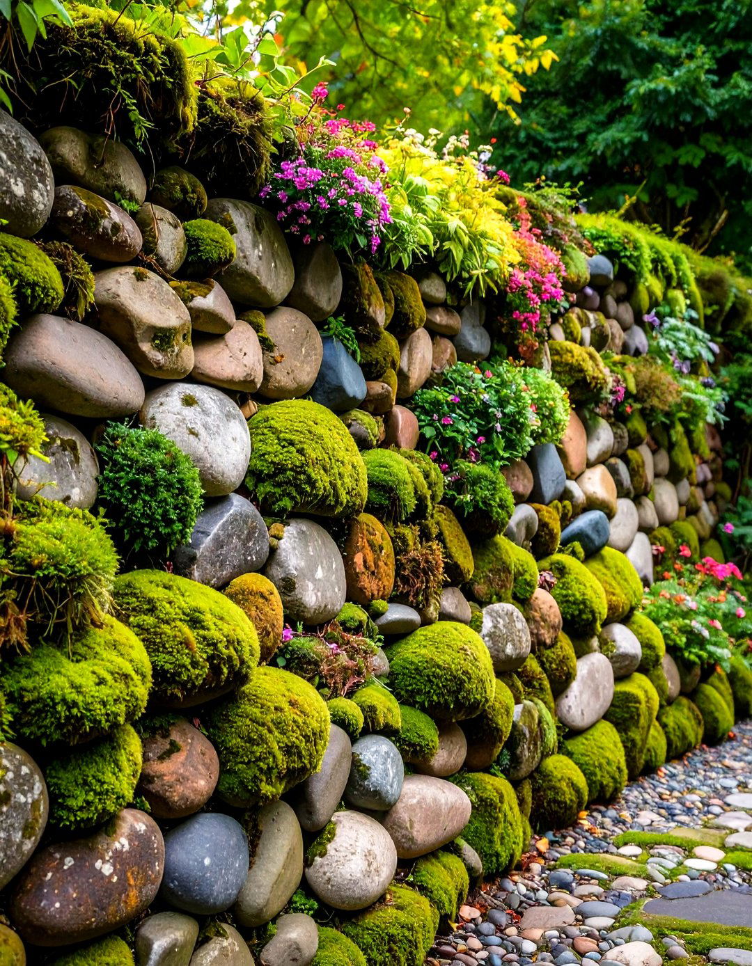The Old World Cobblestone Garden Wall - 30 garden wall ideas
