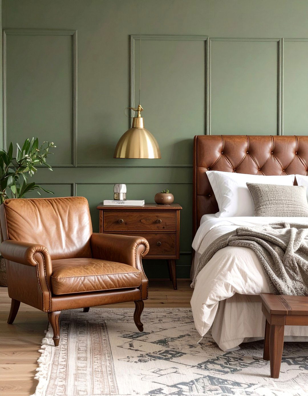 The Olive Green Sanctuary - 30 cozy moody bedroom ideas