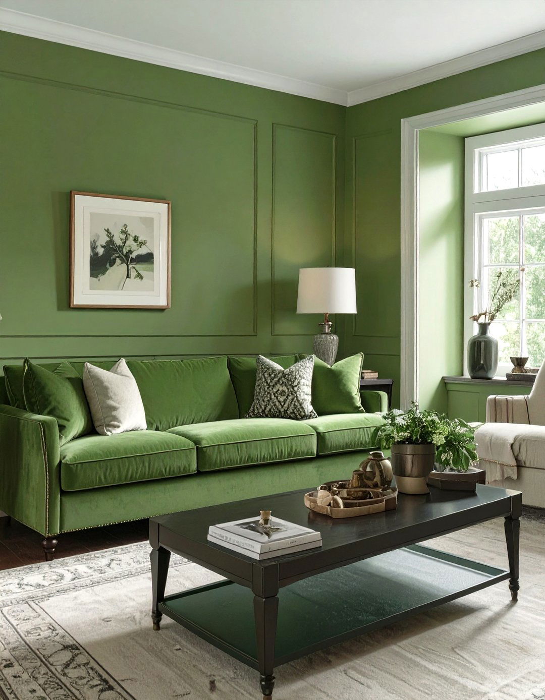 The Olive Green Transitional Living Room - 30 green interior design ideas