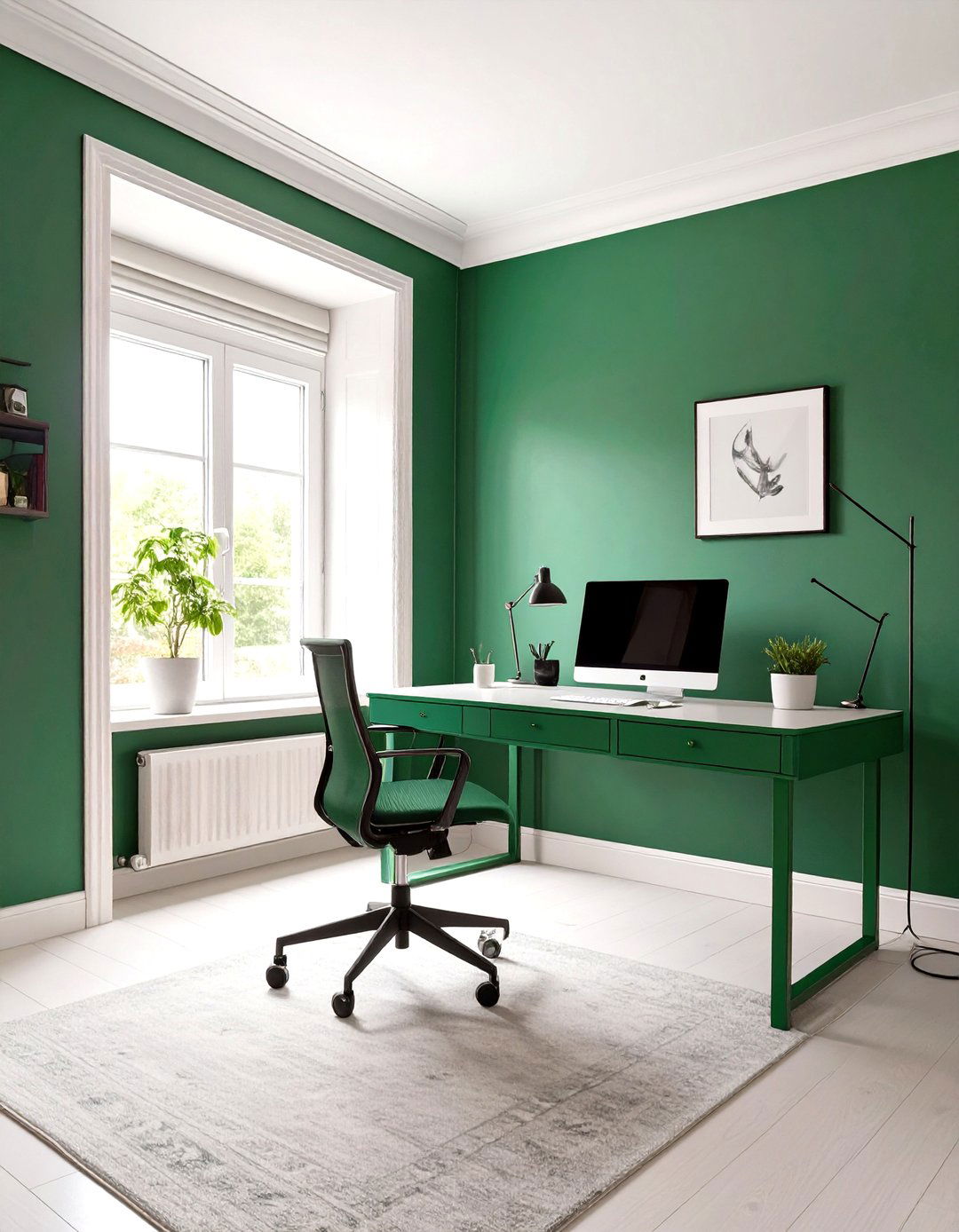 The One Color Drenched Home Office - 30 home office organization ideas