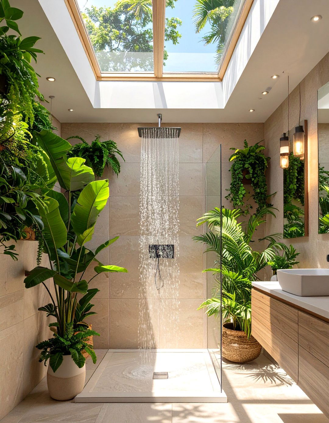 The Open Air Inspired Skylight Shower - 30 bathroom shower remodel ideas