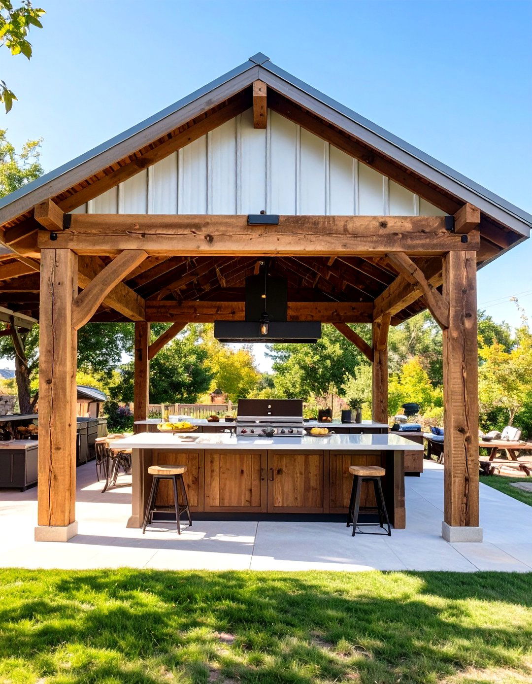 The Open Air Pole Barn Kitchen - 30 inexpensive covered outdoor kitchen ideas