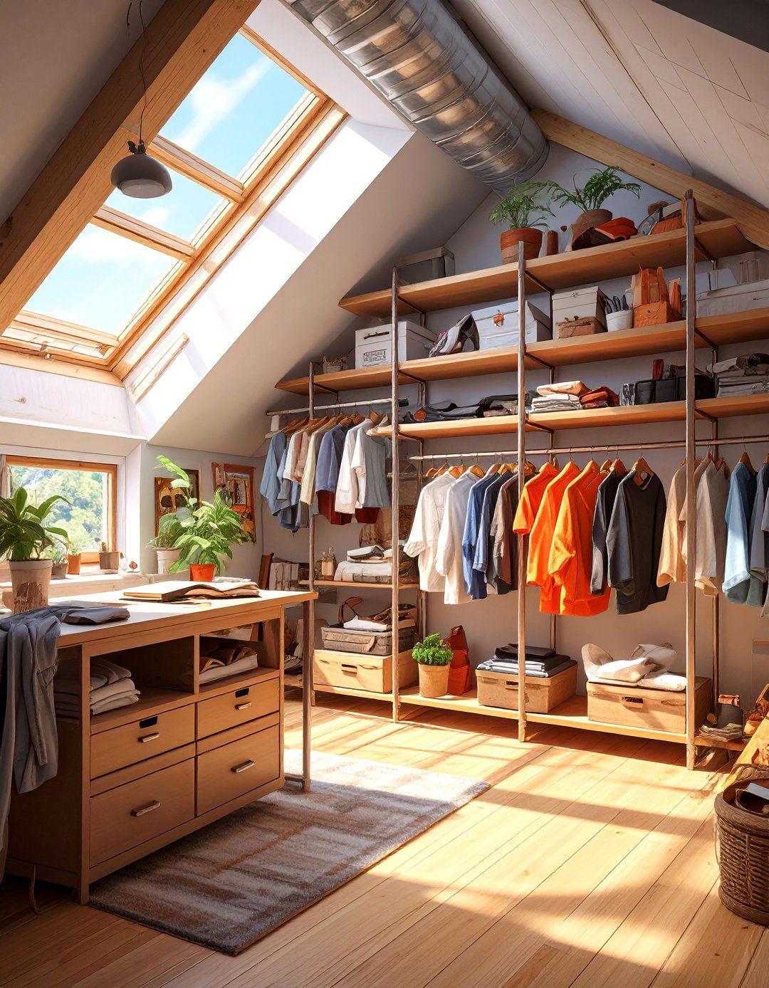 The Open Concept Clothing Rack System - 30 attic closet ideas