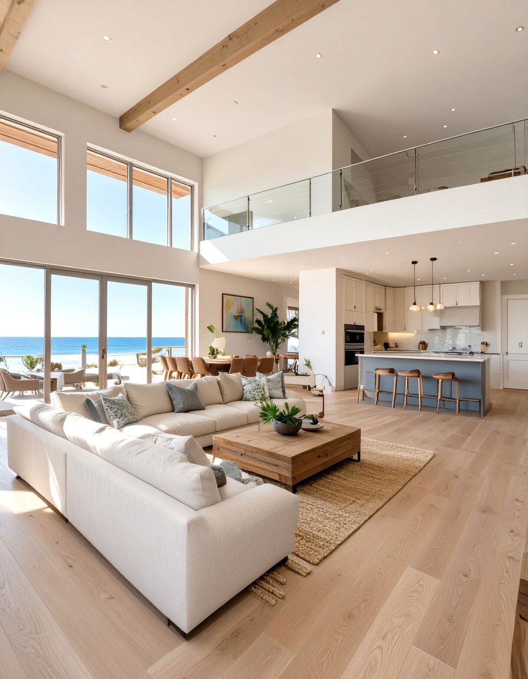 The Open Concept Coastal Living Room - 30 modern coastal living room ideas