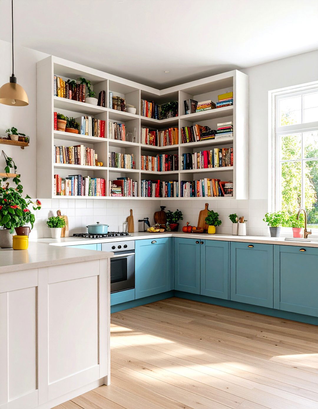 The Open Concept Corner Bookcase - 30 kitchen corner cabinet ideas