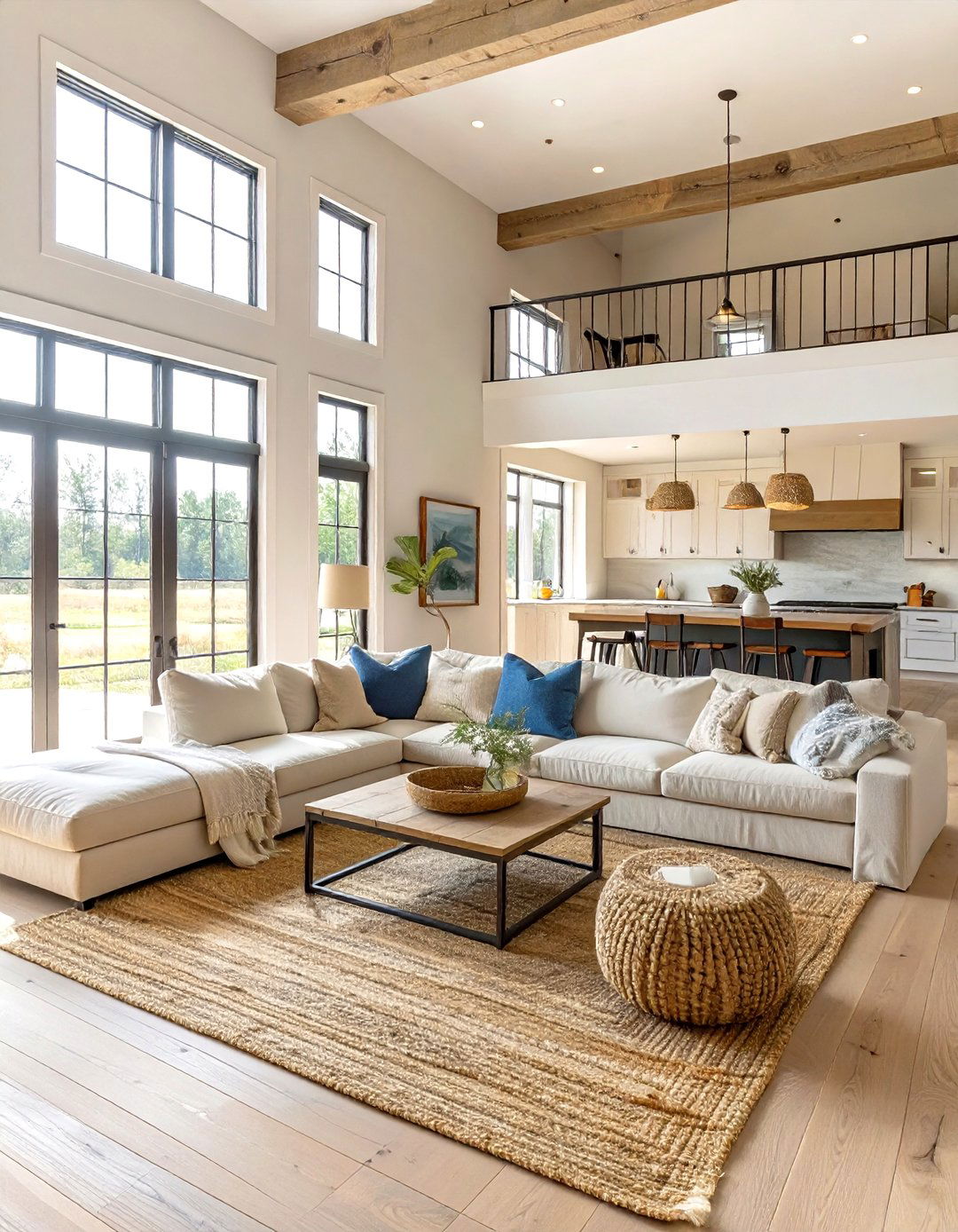 The Open Concept Farmhouse Space - 30 modern farmhouse living room ideas