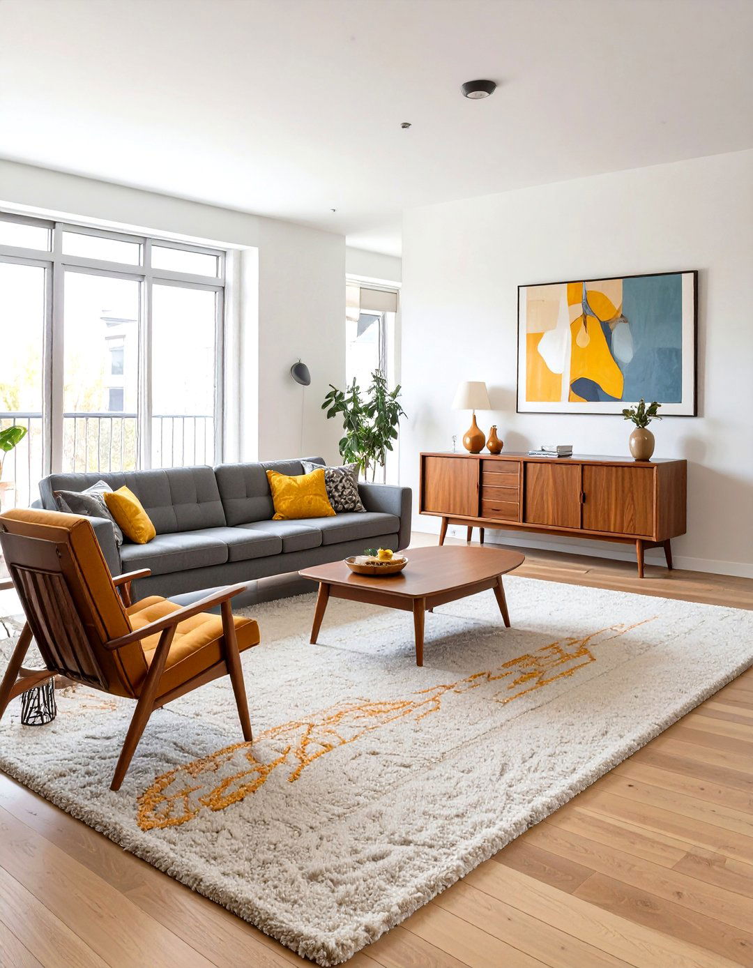 The Open Concept Living Room with Defined Zones - 30 mid century living room ideas