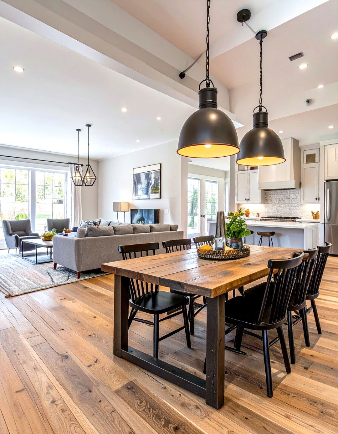 The Open Concept Living and Dining Area - 30 modern farmhouse interior design ideas