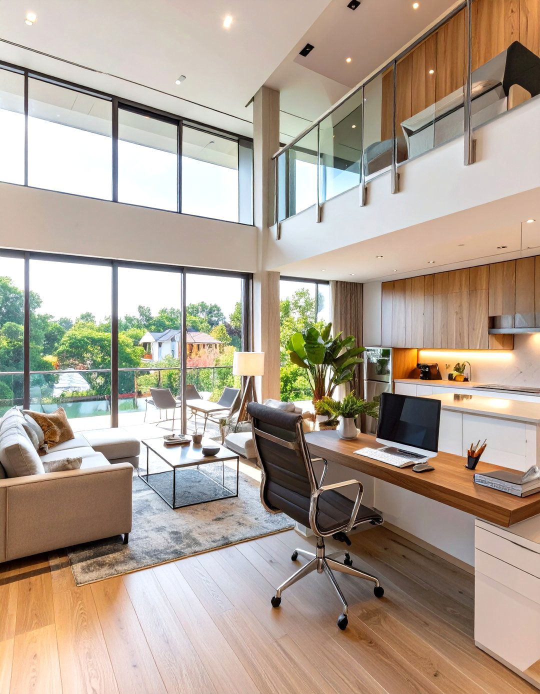 The Open Concept Mezzanine Home Office - 30 luxury modern home office ideas