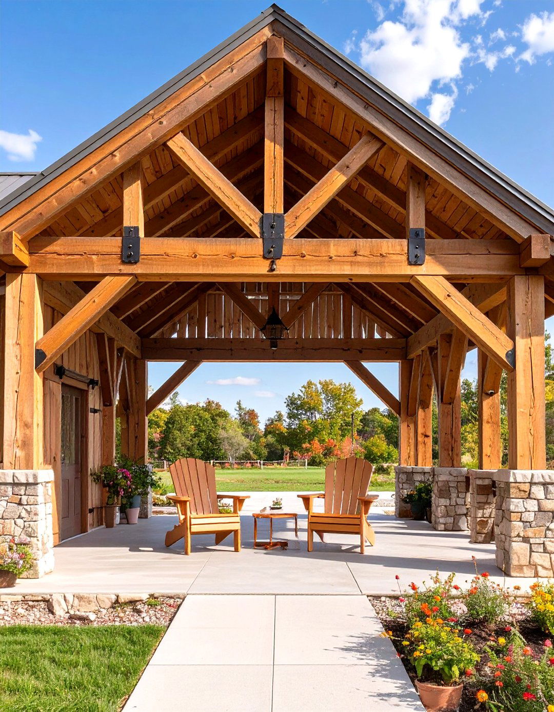 The Open Gable Rustic Entrance - 30 country farmhouse porch ideas