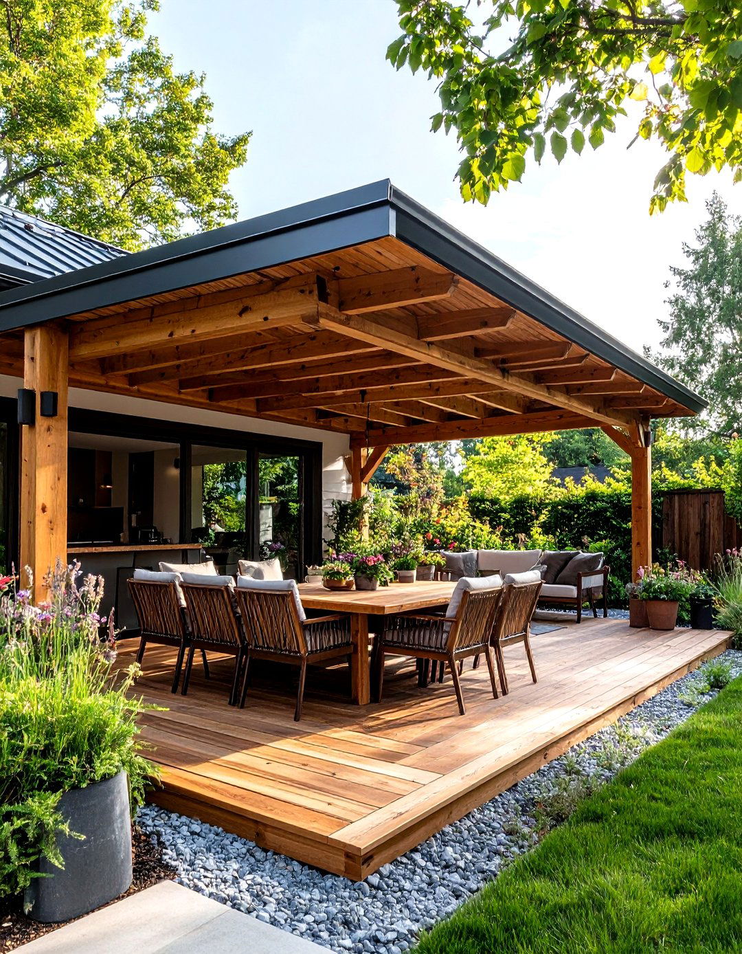 The Open Rafter Shed Roof - 30 extension patio roof ideas