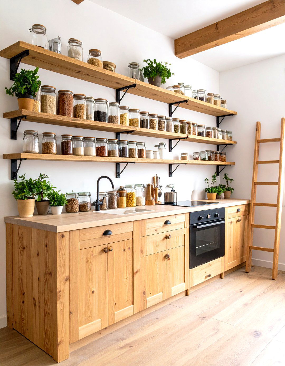 The Open Shelving Apothecary Kitchen - 30 earthy boho kitchen ideas