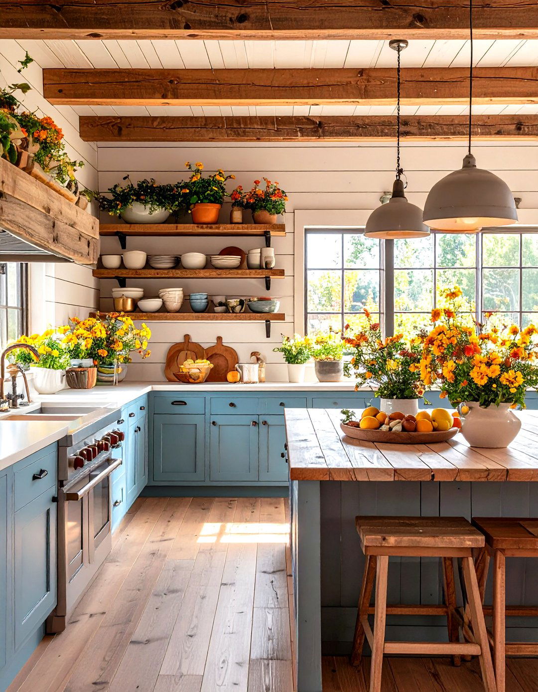The Open Shelving Farmhouse Kitchen - 30 farmhouse country kitchen ideas