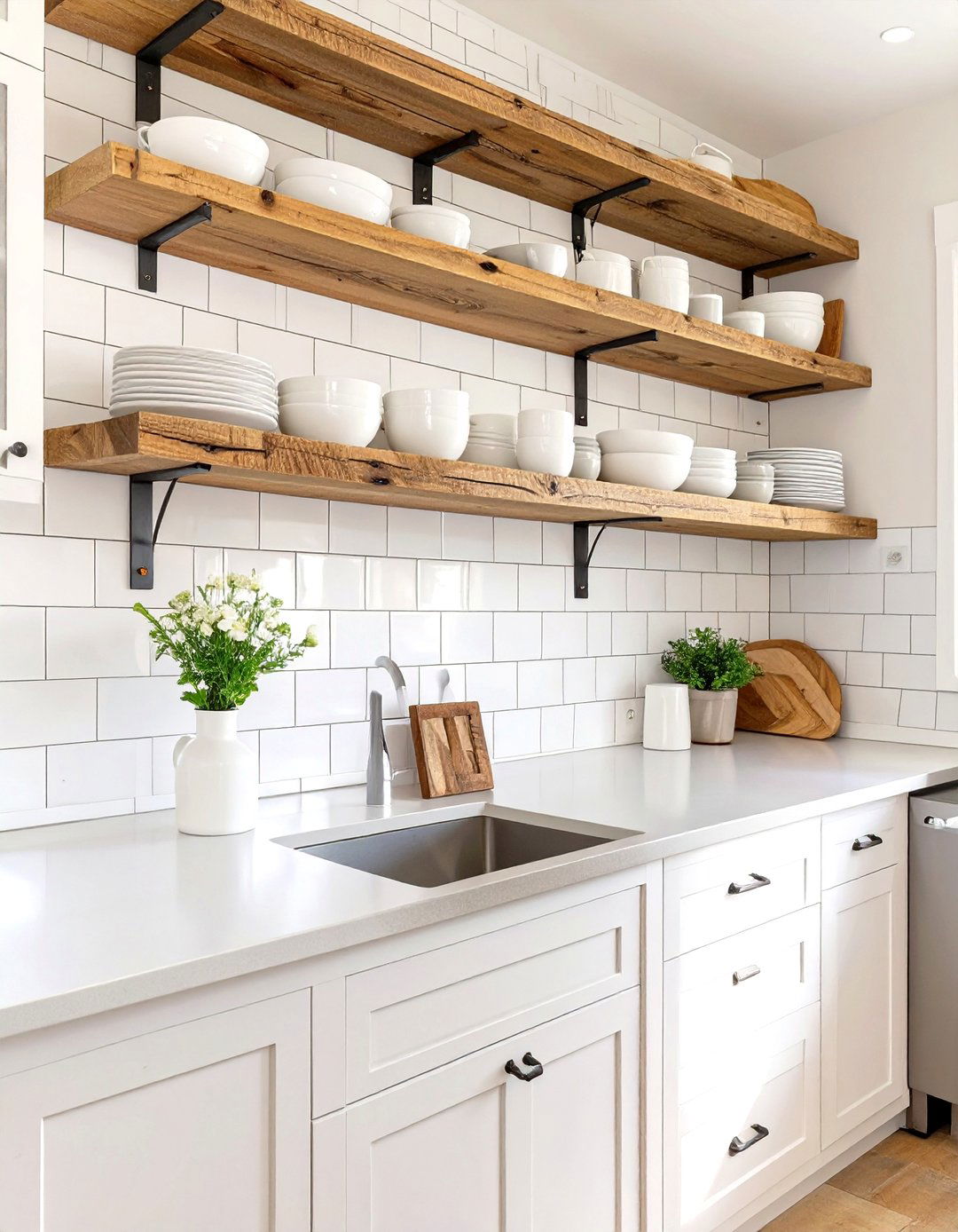 The Open Shelving Farmhouse Kitchen - 30 modern farmhouse kitchen ideas