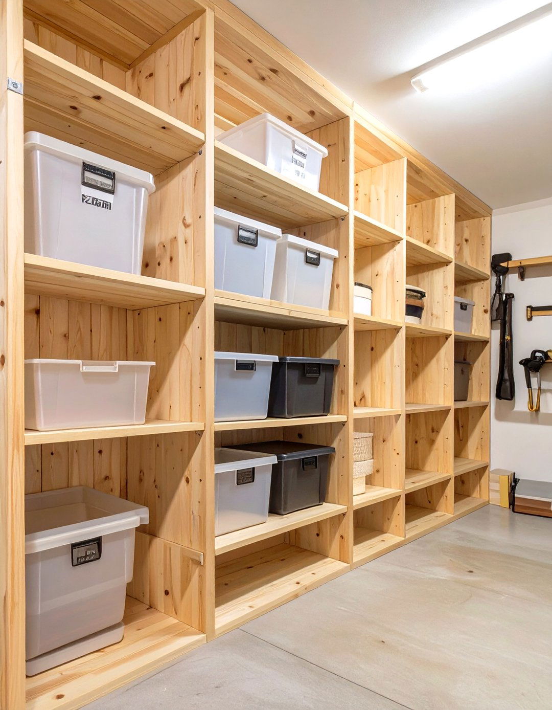The Open Shelving Plywood Garage Closet - 30 garage closet ideas