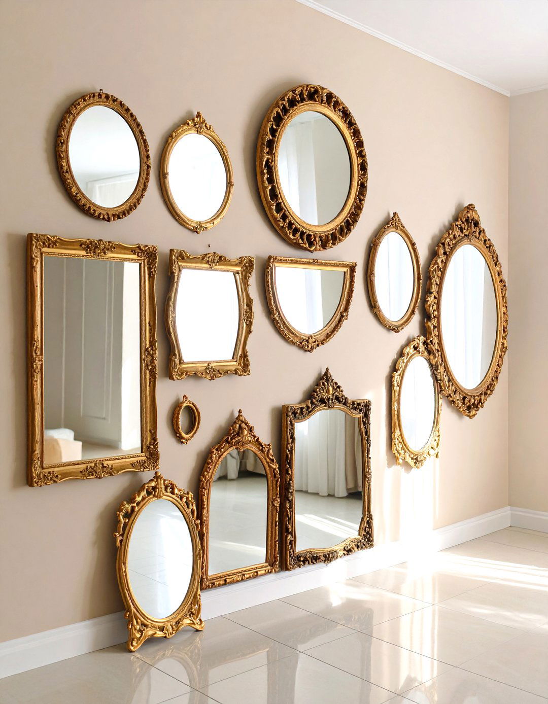 The Ornate Gold Framed Gallery Wall - 30 light academia interior design ideas