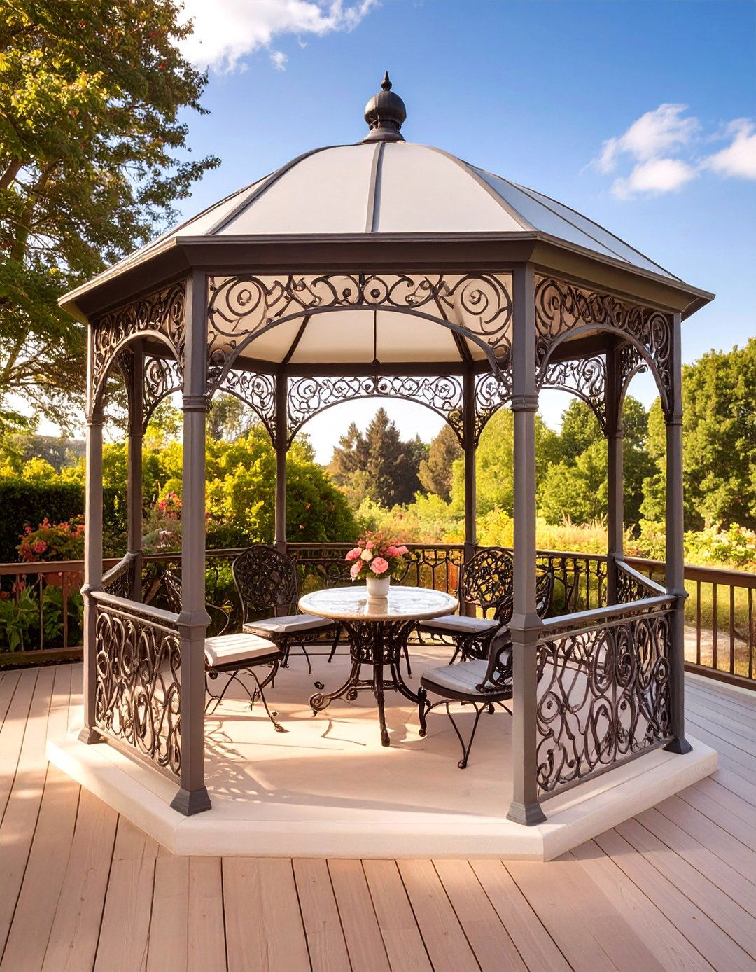 The Ornate Wrought Iron Gazebo - 30 deck cover ideas