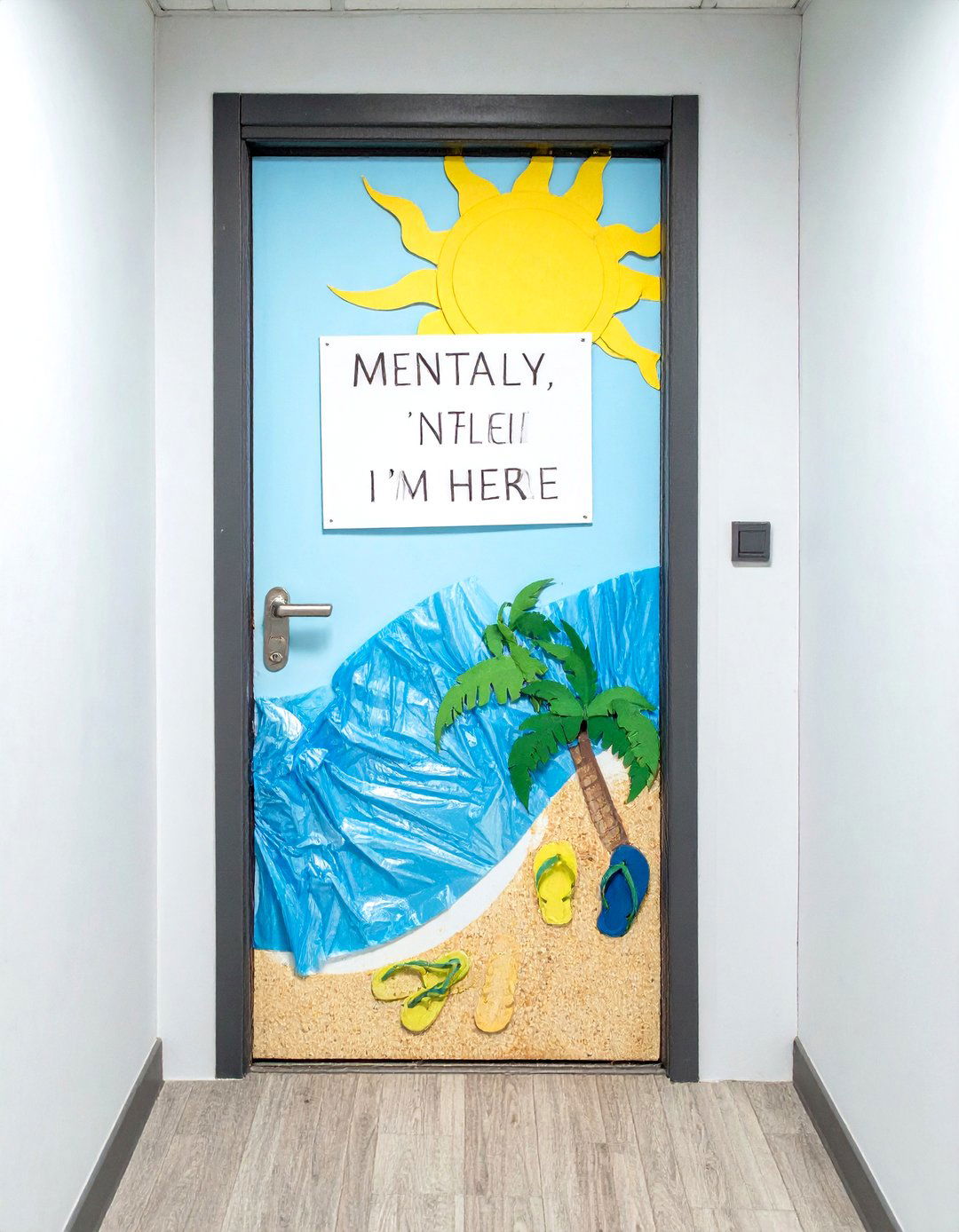 The Out of Office Tropical Paradise - 30 office funny  door decorating contest ideas