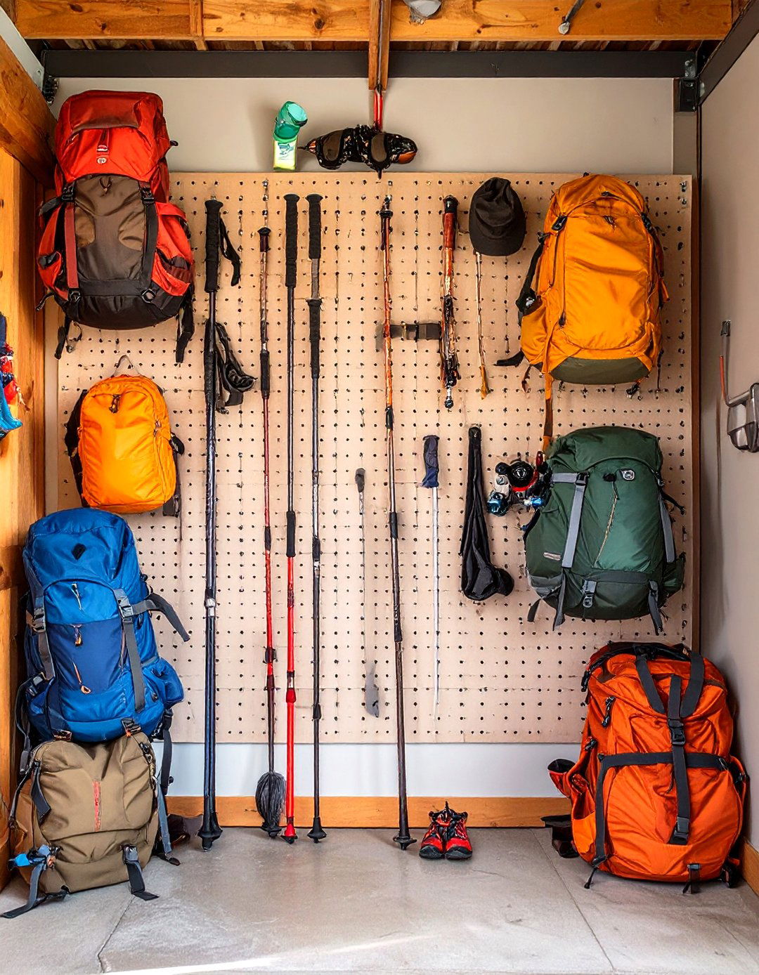 The Outdoor Adventurers Gear Garage Pegboard - 30 garage pegboard ideas
