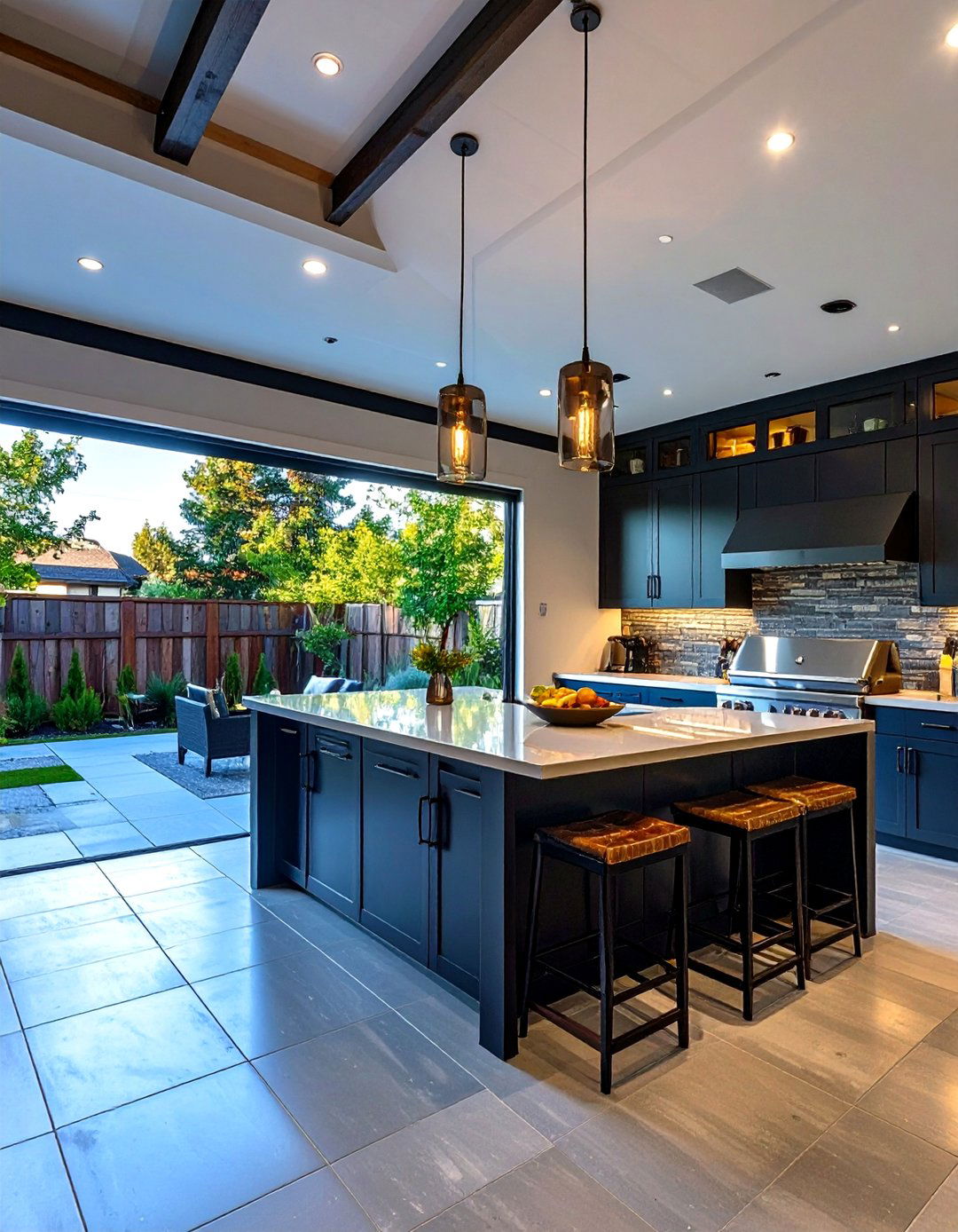 The Outdoor BBQ Transition Garage Kitchen - 30 garage kitchen ideas