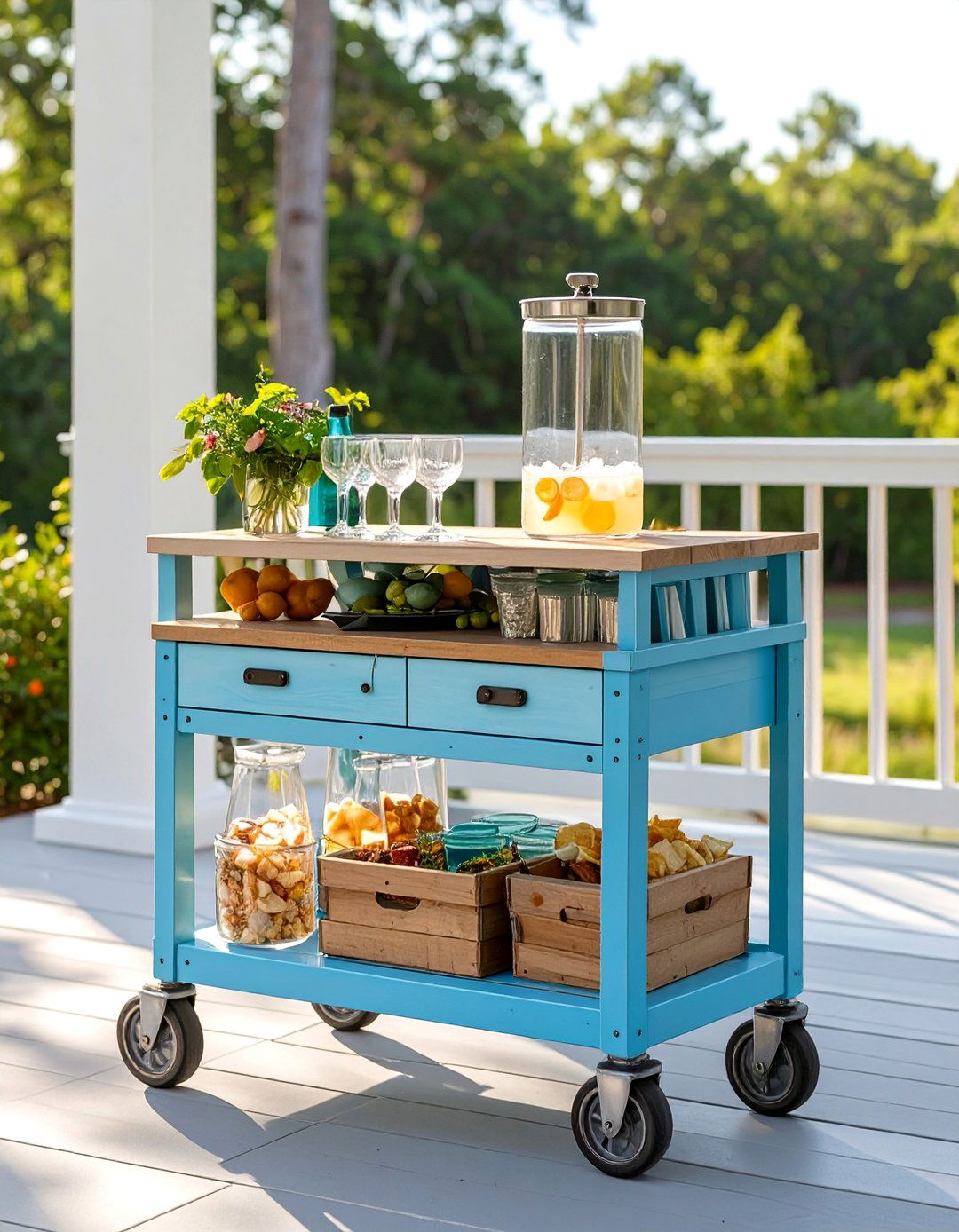 The Outdoor Bar Cart Porch - 30 back porch ideas on a budget