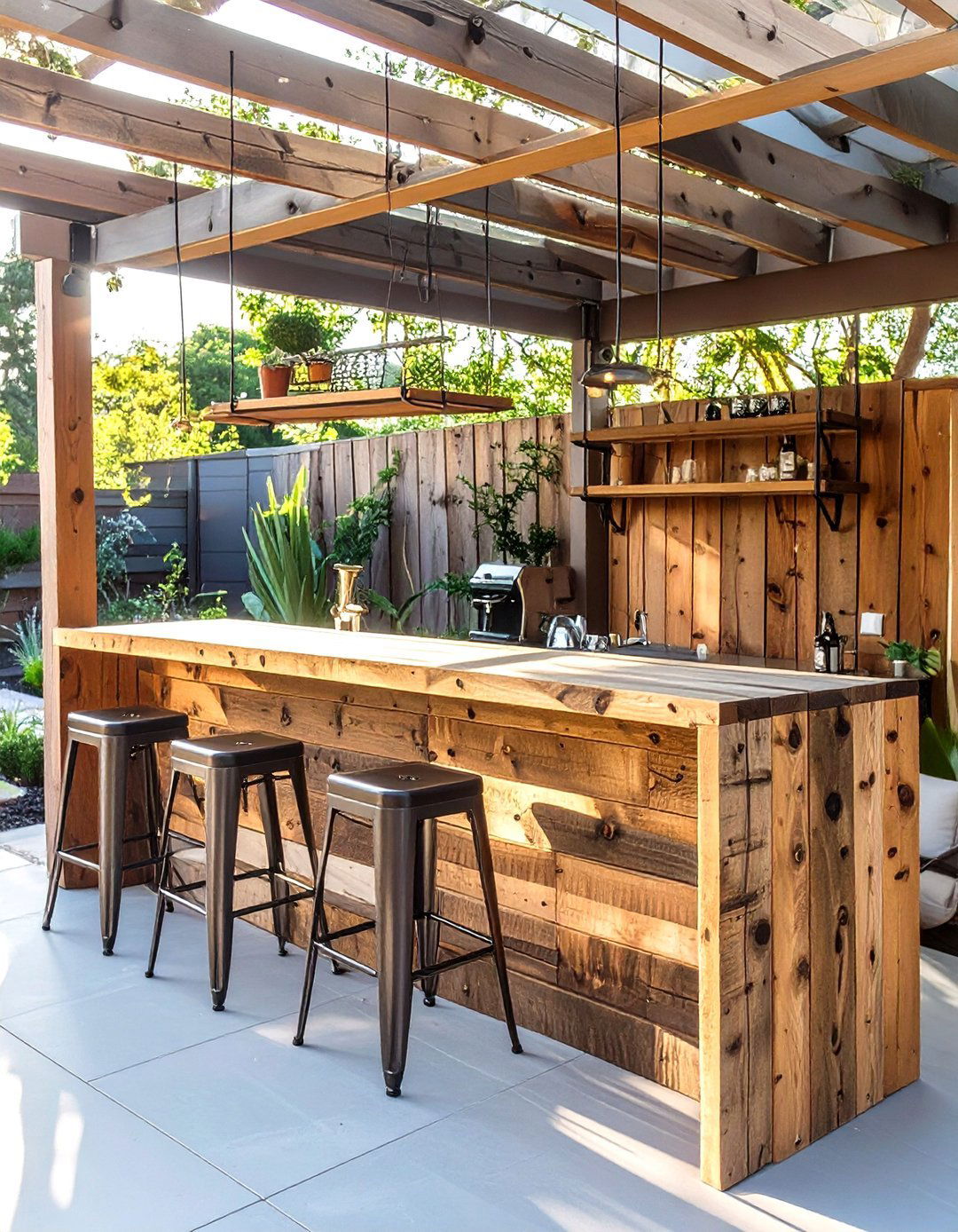 The Outdoor Bar from Reclaimed Wood - 30 modern backyard ideas on a budget