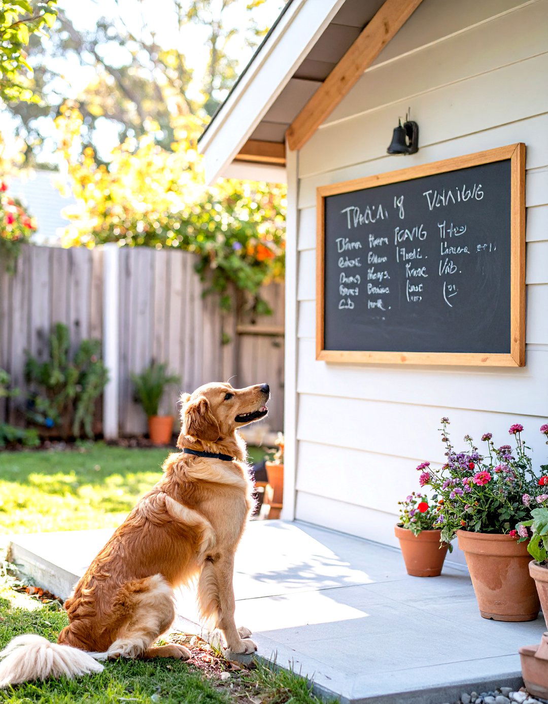 The Outdoor Chalkboard for Training - 30 dog friendly backyard ideas on a budget