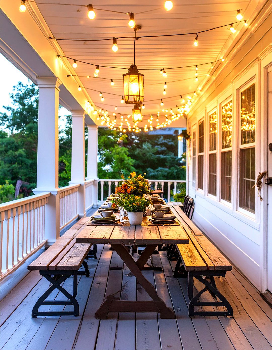 The Outdoor Dining Room Porch - 30 long front porch decorating ideas
