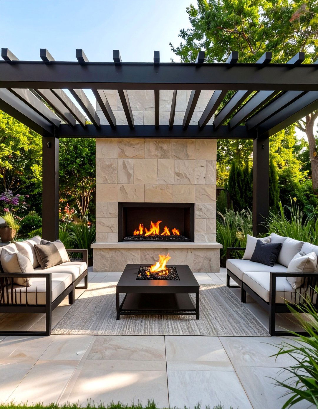 The Outdoor Fireplace Pergola Combination - 30 modern outdoor fireplace ideas