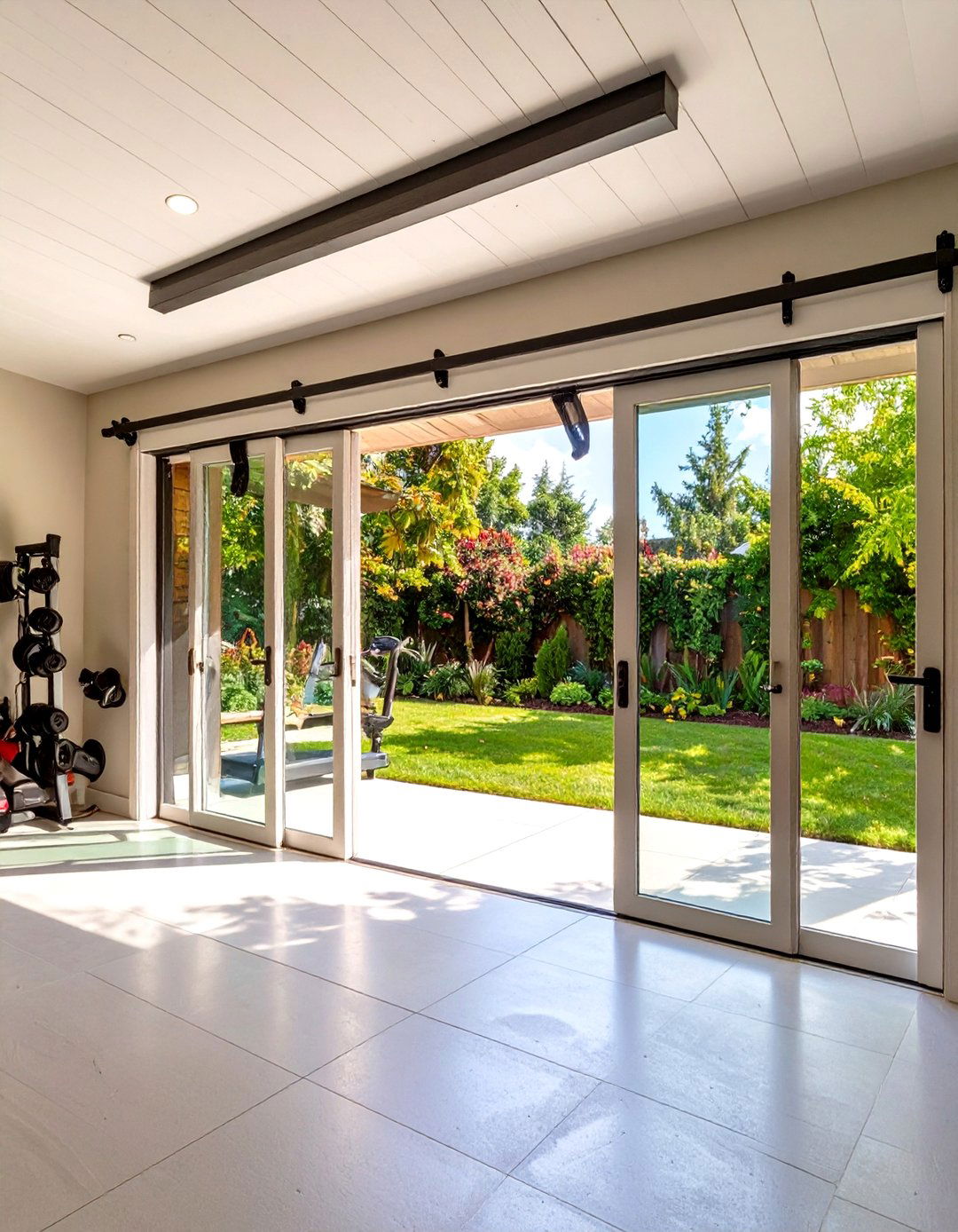 The Outdoor Indoor Flow Garage Gym - 30 garage home gym ideas
