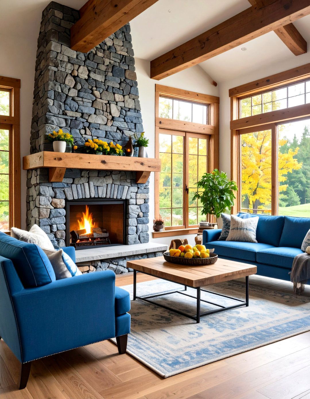 The Outdoor Inspired Bluestone Fireplace - 30 living room modern fireplace ideas