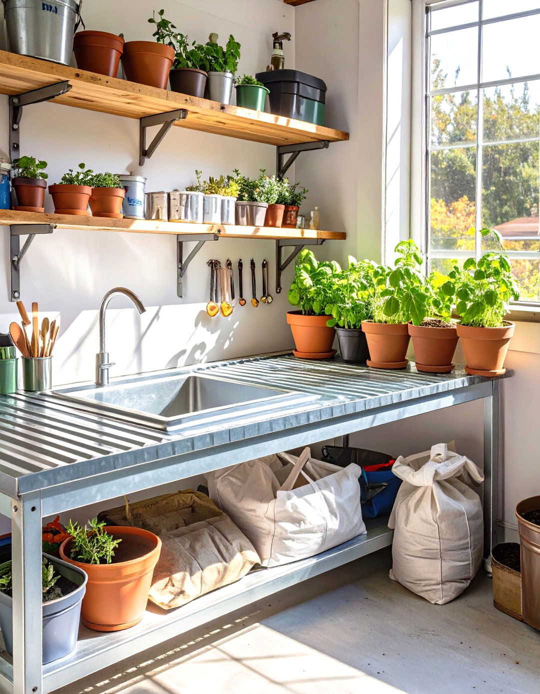 The Outdoor Inspired Gardeners Garage Workbench - 30 cool garage workbench ideas