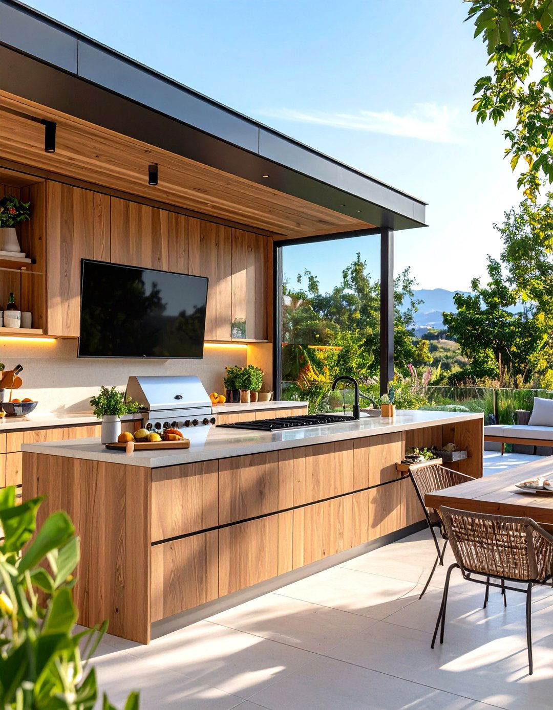 The Outdoor Kitchen Backsplash TV - 30 diy outdoor tv ideas